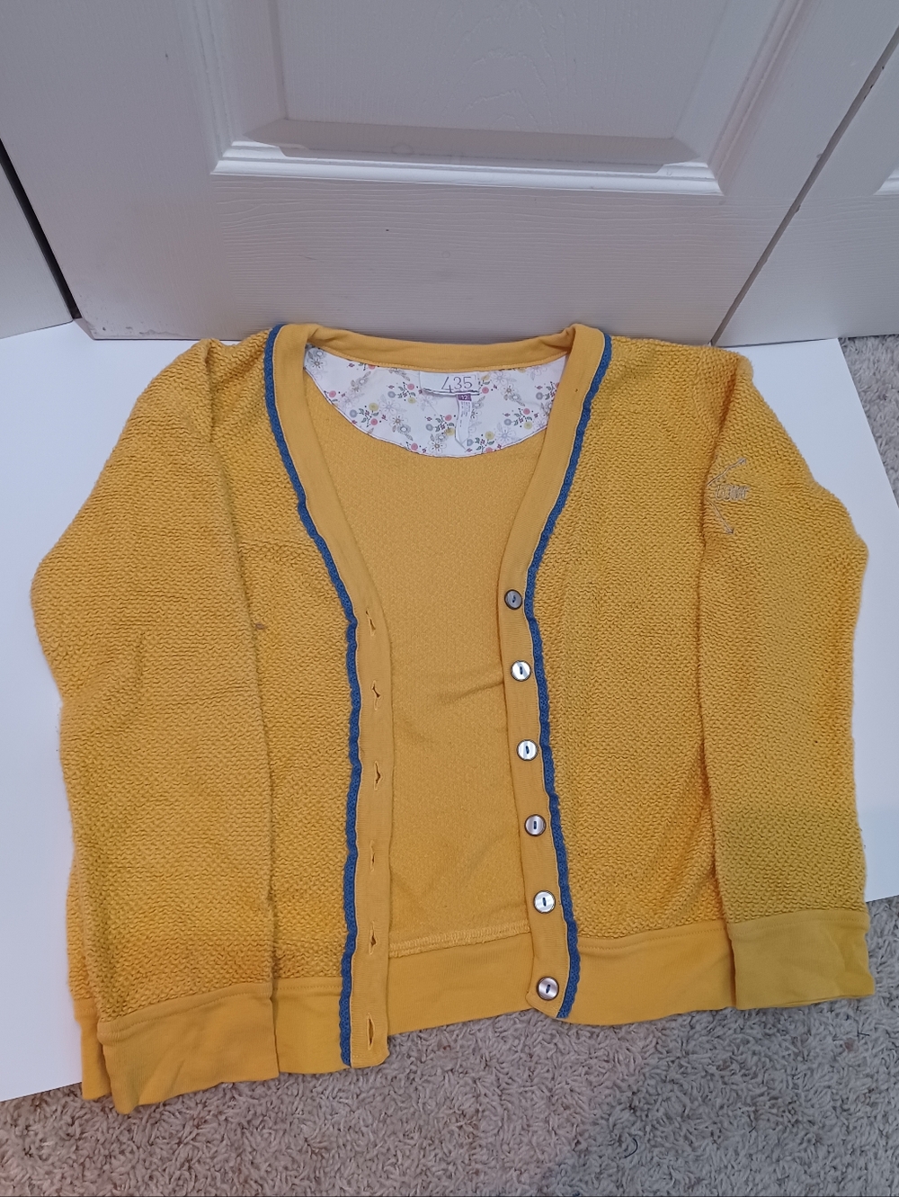 Kids Yellow Button-Front Knit Cardigan Sweater - Picture 1 of 3
